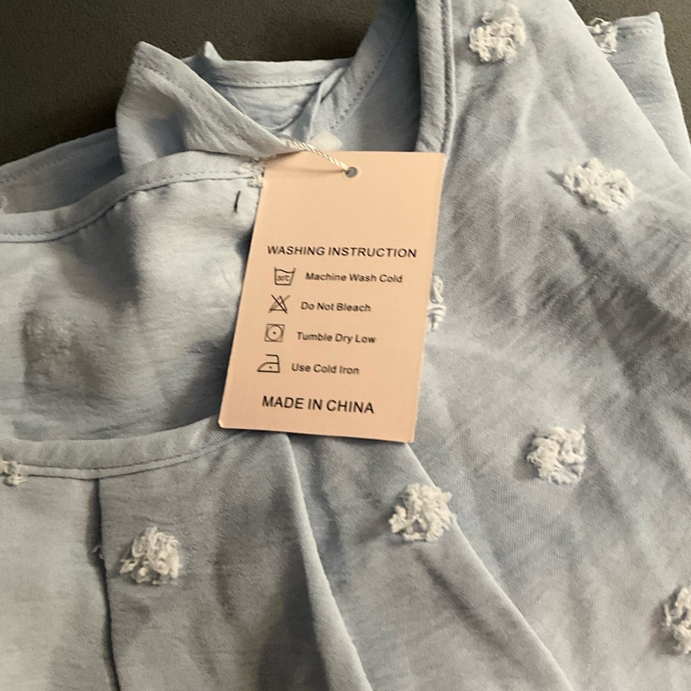 LS Swiss Dot Baby Blue Blouse Size L - Picture 6 of 10